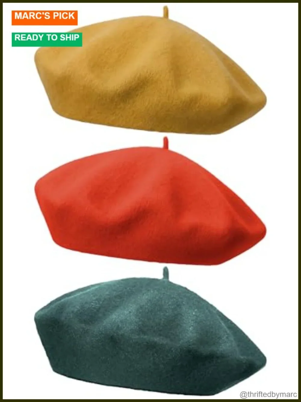 3 Pack Wool Beret Hat French Style Winter Beanie Casual